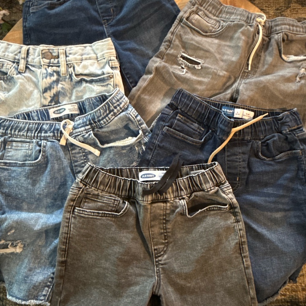 6 Pairs of Old Navy Boys' Casual Elastic-Waist Denim Shorts - Gray/Blue